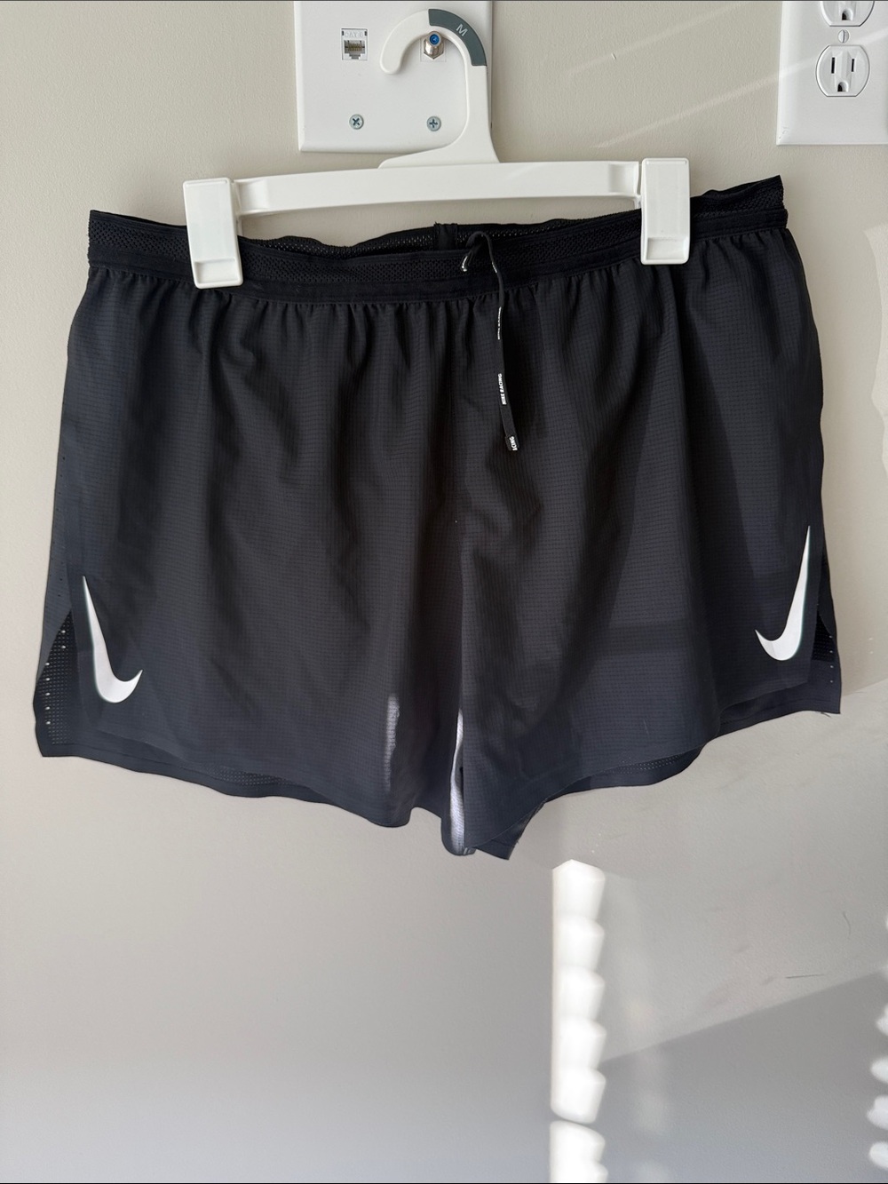 Nike Black Athletic Running Shorts with White Swoosh